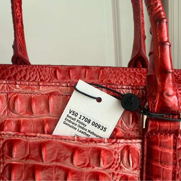 Brahmin Small Finley Satchel Embrace Red Ombre Melbourne Leather - Picture 6 of 8